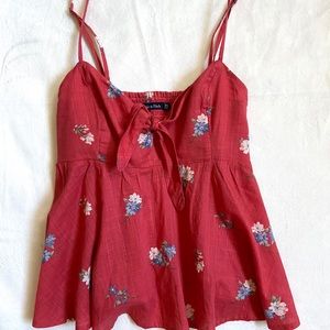 abercrombie & fitch red floral tank top